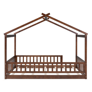HomeRoots Walnut Wood Full Bed Frame - Modern Minimalist Design for Timeless Style & Lasting Comfort in Any Room 606977