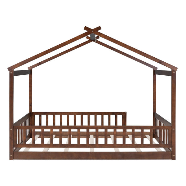 HomeRoots Walnut Wood Full Bed Frame - Modern Minimalist Design for Timeless Style & Lasting Comfort in Any Room 606977