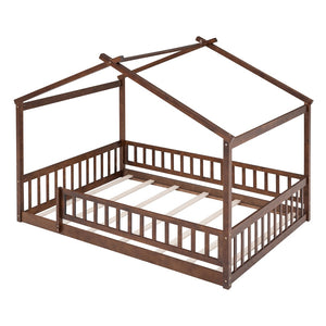 HomeRoots Walnut Wood Full Bed Frame - Modern Minimalist Design for Timeless Style & Lasting Comfort in Any Room 606977