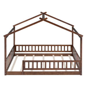 HomeRoots Walnut Wood Full Bed Frame - Modern Minimalist Design for Timeless Style & Lasting Comfort in Any Room 606977