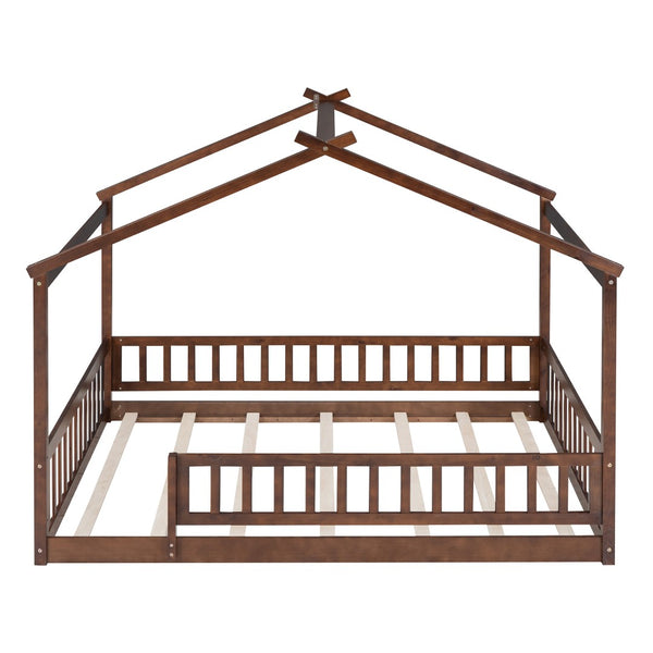 HomeRoots Walnut Wood Full Bed Frame - Modern Minimalist Design for Timeless Style & Lasting Comfort in Any Room 606977