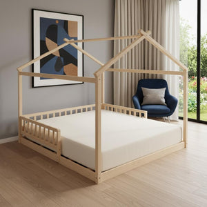 HomeRoots Natural Wood Full Bed Frame - Timeless Modern Design with Durable Support & Elegant Style for Your Bedroom 606978