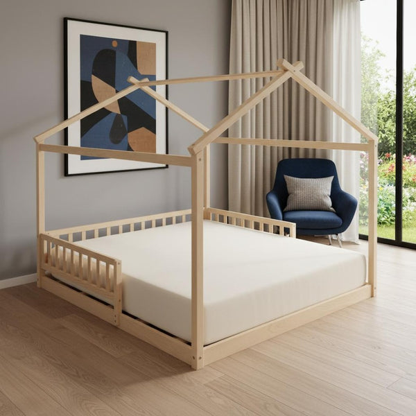 HomeRoots Natural Wood Full Bed Frame - Timeless Modern Design with Durable Support & Elegant Style for Your Bedroom 606978