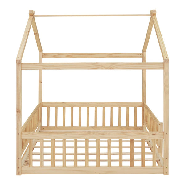 HomeRoots Natural Wood Full Bed Frame - Timeless Modern Design with Durable Support & Elegant Style for Your Bedroom 606978