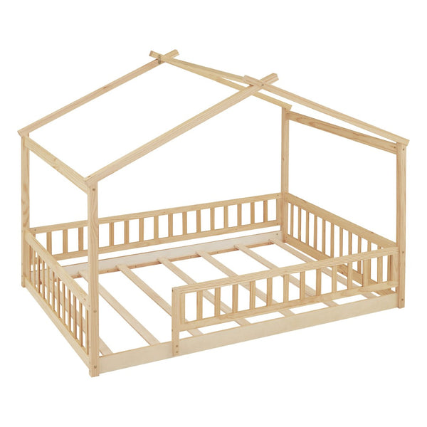 HomeRoots Natural Wood Full Bed Frame - Timeless Modern Design with Durable Support & Elegant Style for Your Bedroom 606978