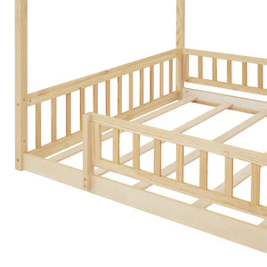 HomeRoots Natural Wood Full Bed Frame - Timeless Modern Design with Durable Support & Elegant Style for Your Bedroom 606978
