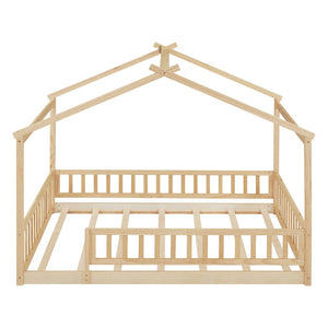 HomeRoots Natural Wood Full Bed Frame - Timeless Modern Design with Durable Support & Elegant Style for Your Bedroom 606978