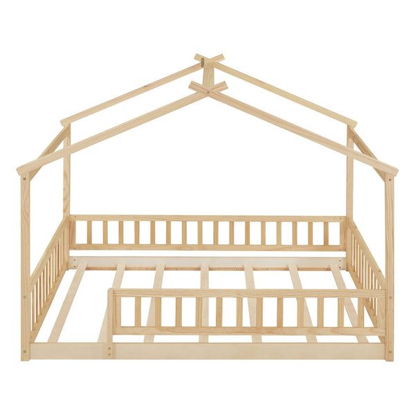 HomeRoots Natural Wood Full Bed Frame - Timeless Modern Design with Durable Support & Elegant Style for Your Bedroom 606978