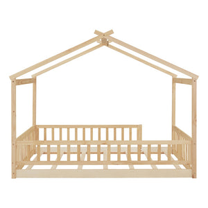 HomeRoots Natural Wood Full Bed Frame - Timeless Modern Design with Durable Support & Elegant Style for Your Bedroom 606978