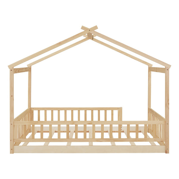 HomeRoots Natural Wood Full Bed Frame - Timeless Modern Design with Durable Support & Elegant Style for Your Bedroom 606978