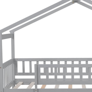 HomeRoots Gray Wood Twin Bed Frame with Trundle - Stylish, Space-Saving Design Perfect for Kids & Guests! 606979
