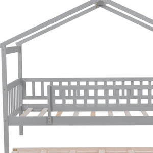 HomeRoots Gray Wood Twin Bed Frame with Trundle - Stylish, Space-Saving Design Perfect for Kids & Guests! 606979
