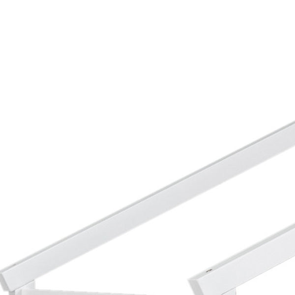HomeRoots White Wood Twin Bed Frame with Rolling Trundle - Space-Saving Design for Kids & Guest Rooms, Durable! 606980