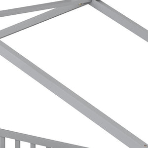 HomeRoots Gray Wood Twin Bed Frame - Modern Platform Design, Sturdy Support, Perfect for Cozy Bedrooms & Decor 606983