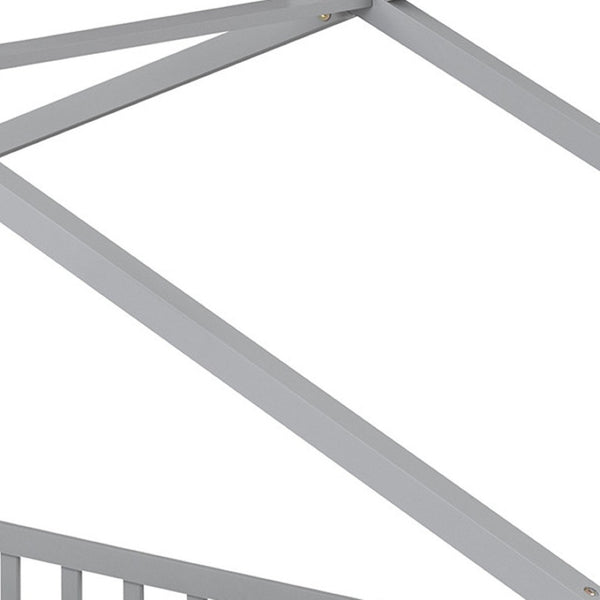 HomeRoots Gray Wood Twin Bed Frame - Modern Platform Design, Sturdy Support, Perfect for Cozy Bedrooms & Decor 606983