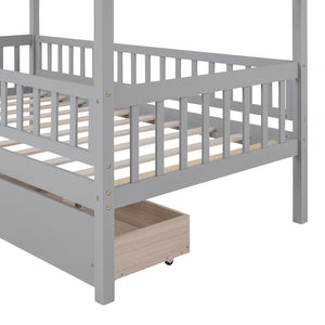 HomeRoots Gray Wood Twin Bed Frame - Modern Platform Design, Sturdy Support, Perfect for Cozy Bedrooms & Decor 606983
