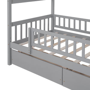 HomeRoots Gray Wood Twin Bed Frame - Modern Platform Design, Sturdy Support, Perfect for Cozy Bedrooms & Decor 606983