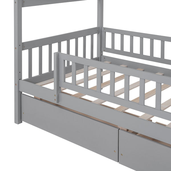 HomeRoots Gray Wood Twin Bed Frame - Modern Platform Design, Sturdy Support, Perfect for Cozy Bedrooms & Decor 606983