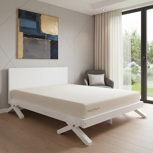 HomeRoots White Wood Twin Bed Frame - Stylish, Durable Design with 12 Slats for Ultimate Support & Comfort 606984