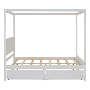 HomeRoots White Wood Full Bed Frame - Elegant Platform Design, Sturdy Support, Minimalist Style for Modern Bedrooms 606987