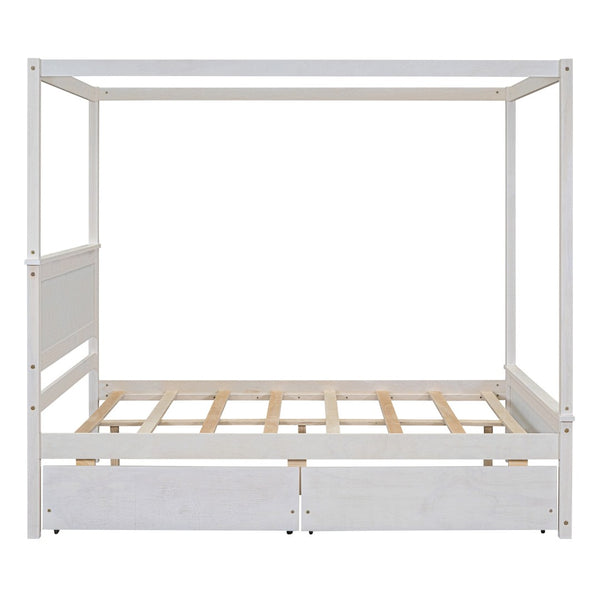 HomeRoots White Wood Full Bed Frame - Elegant Platform Design, Sturdy Support, Minimalist Style for Modern Bedrooms 606987