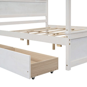 HomeRoots White Wood Full Bed Frame - Elegant Platform Design, Sturdy Support, Minimalist Style for Modern Bedrooms 606987