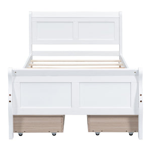 HomeRoots White Wood Twin Bed Frame - Elegant Design with Durable Construction & Support for Ultimate Comfort 606989