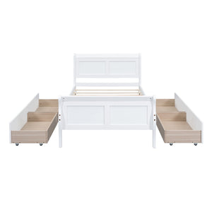 HomeRoots White Wood Twin Bed Frame - Elegant Design with Durable Construction & Support for Ultimate Comfort 606989
