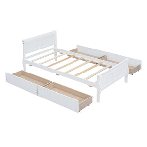 HomeRoots White Wood Twin Bed Frame - Elegant Design with Durable Construction & Support for Ultimate Comfort 606989