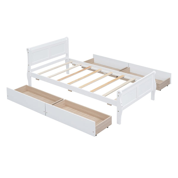 HomeRoots White Wood Twin Bed Frame - Elegant Design with Durable Construction & Support for Ultimate Comfort 606989