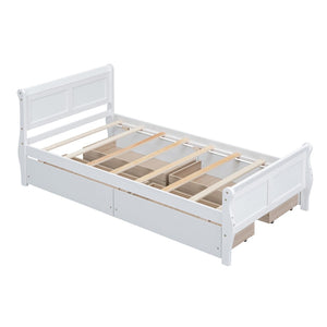 HomeRoots White Wood Twin Bed Frame - Elegant Design with Durable Construction & Support for Ultimate Comfort 606989