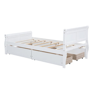 HomeRoots White Wood Twin Bed Frame - Elegant Design with Durable Construction & Support for Ultimate Comfort 606989