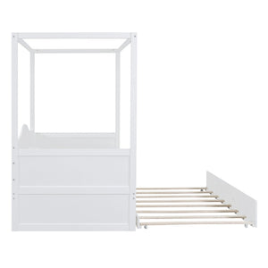 HomeRoots White Wood Twin Daybed Frame with Trundle – Stylish, Space-Saving Design for Modern Bedrooms! 606991