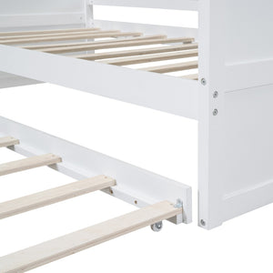 HomeRoots White Wood Twin Daybed Frame with Trundle – Stylish, Space-Saving Design for Modern Bedrooms! 606991