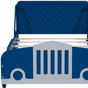 HomeRoots Blue Wood Twin Bed Frame - Modern Platform Design with Durable Support for Stylish Bedroom Decor 606992