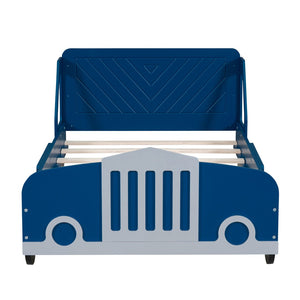 HomeRoots Blue Wood Twin Bed Frame - Modern Platform Design with Durable Support for Stylish Bedroom Decor 606992