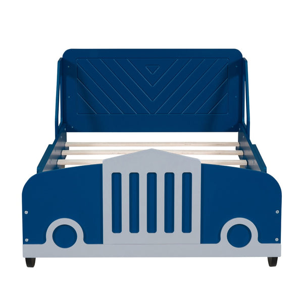 HomeRoots Blue Wood Twin Bed Frame - Modern Platform Design with Durable Support for Stylish Bedroom Decor 606992