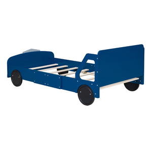 HomeRoots Blue Wood Twin Bed Frame - Modern Platform Design with Durable Support for Stylish Bedroom Decor 606992