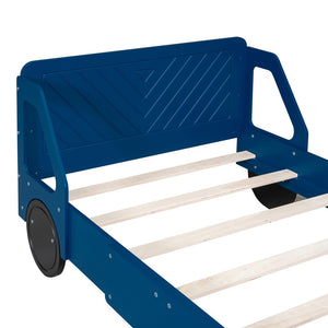 HomeRoots Blue Wood Twin Bed Frame - Modern Platform Design with Durable Support for Stylish Bedroom Decor 606992