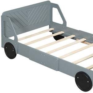 HomeRoots Gray Wood Twin Bed Frame - Modern Design, Durable Support, and Stylish Aesthetic for Any Bedroom 606993