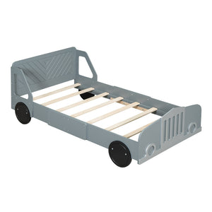 HomeRoots Gray Wood Twin Bed Frame - Modern Design, Durable Support, and Stylish Aesthetic for Any Bedroom 606993