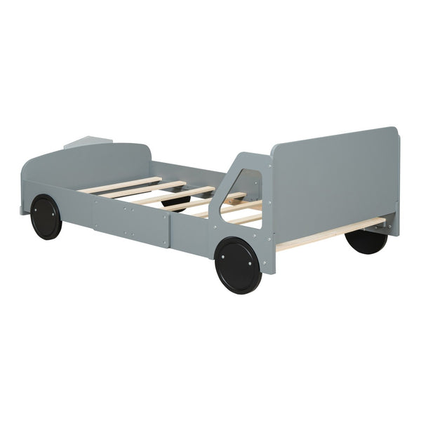 HomeRoots Gray Wood Twin Bed Frame - Modern Design, Durable Support, and Stylish Aesthetic for Any Bedroom 606993