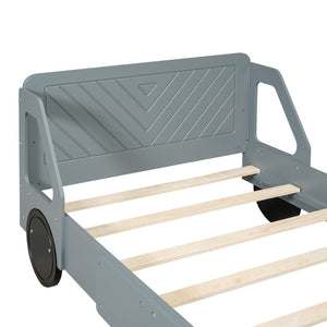 HomeRoots Gray Wood Twin Bed Frame - Modern Design, Durable Support, and Stylish Aesthetic for Any Bedroom 606993