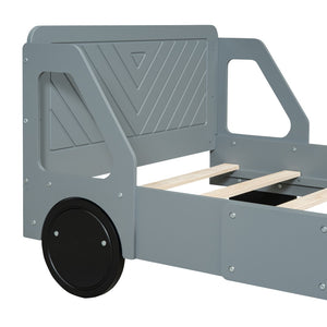 HomeRoots Gray Wood Twin Bed Frame - Modern Design, Durable Support, and Stylish Aesthetic for Any Bedroom 606993