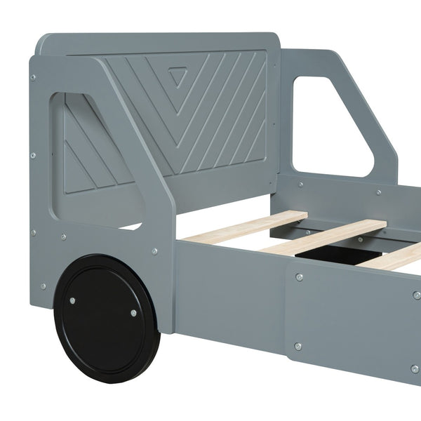 HomeRoots Gray Wood Twin Bed Frame - Modern Design, Durable Support, and Stylish Aesthetic for Any Bedroom 606993