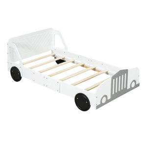 HomeRoots White Wood Twin Bed Frame - Modern Platform Design with Durable Support for Stylish Bedrooms & Comfort 606994