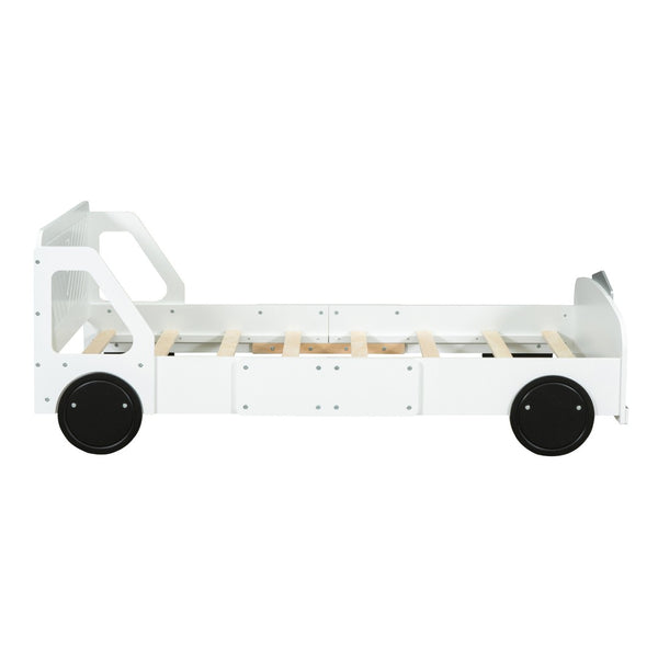 HomeRoots White Wood Twin Bed Frame - Modern Platform Design with Durable Support for Stylish Bedrooms & Comfort 606994