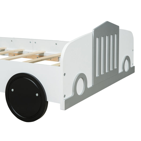 HomeRoots White Wood Twin Bed Frame - Modern Platform Design with Durable Support for Stylish Bedrooms & Comfort 606994