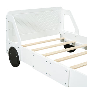 HomeRoots White Wood Twin Bed Frame - Modern Platform Design with Durable Support for Stylish Bedrooms & Comfort 606994