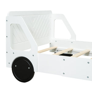 HomeRoots White Wood Twin Bed Frame - Modern Platform Design with Durable Support for Stylish Bedrooms & Comfort 606994